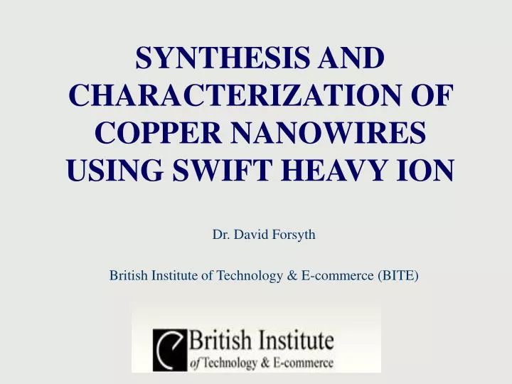 synthesis and characterization of copper nanowires using swift heavy ion