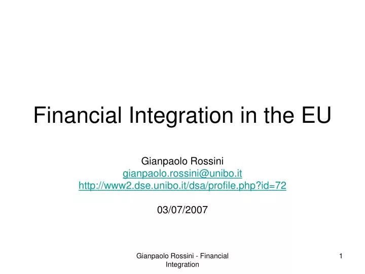 financial integration in the eu