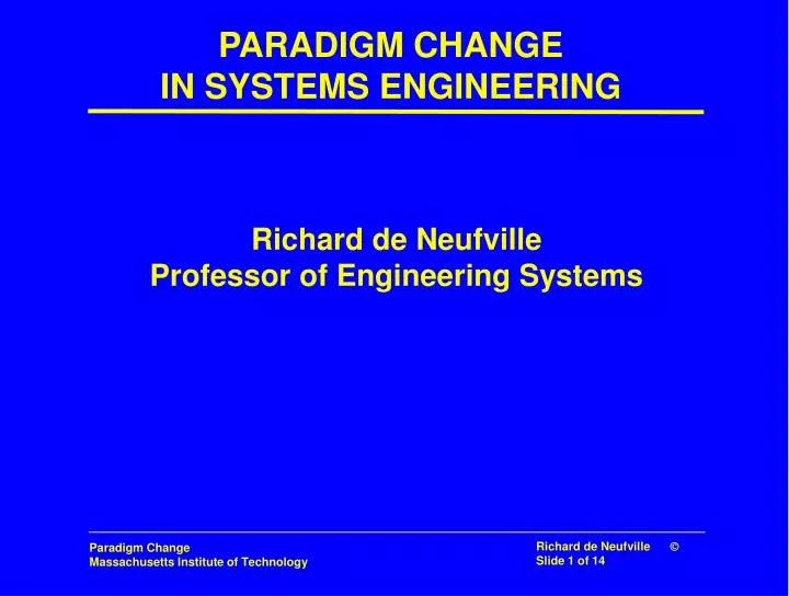 paradigm change in systems engineering