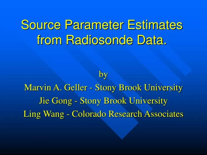 source parameter estimates from radiosonde data