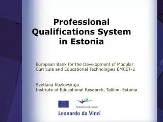 Professional Qualifications System in Estonia