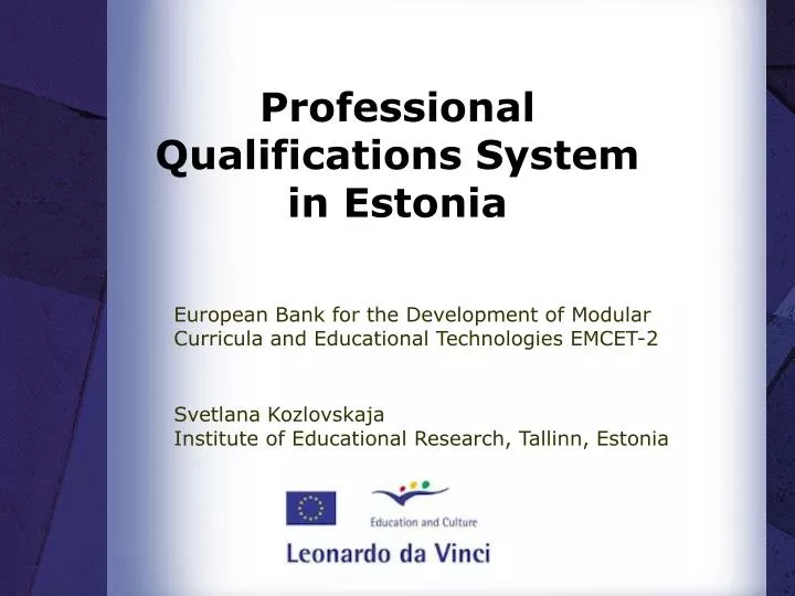 professional qualifications system in estonia