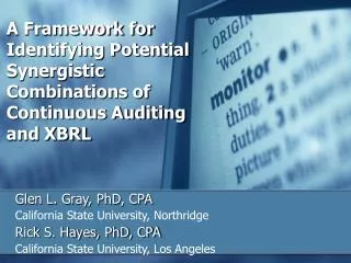 A Framework for Identifying Potential Synergistic Combinations of Continuous Auditing and XBRL