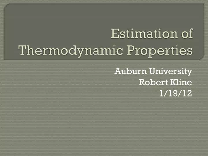 estimation of thermodynamic properties