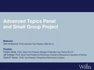 Advanced Topics Panel and Small Group Project