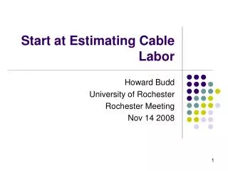 Start at Estimating Cable Labor