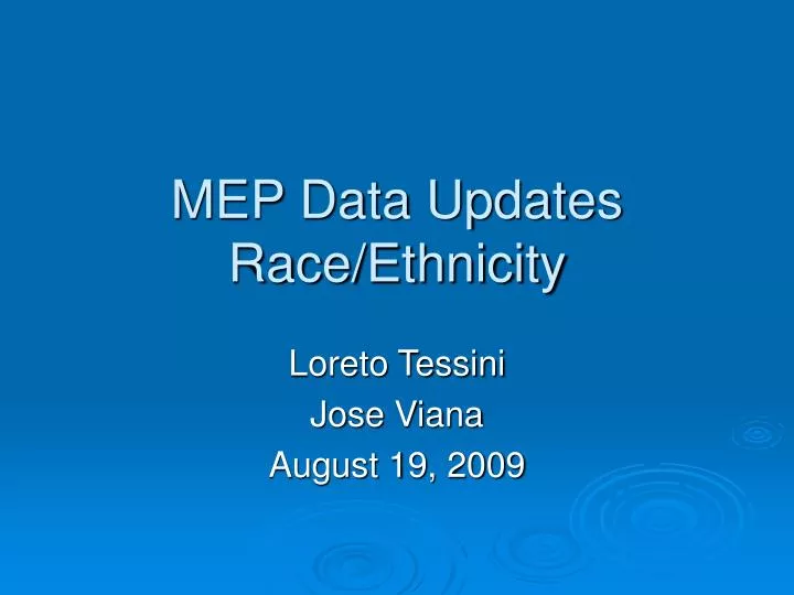 mep data updates race ethnicity