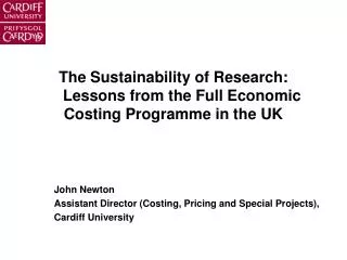 The Sustainability of Research: Lessons from the Full Economic Costing Programme in the UK