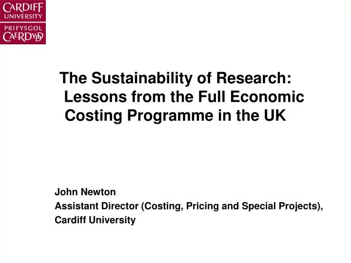 the sustainability of research lessons from the full economic costing programme in the uk