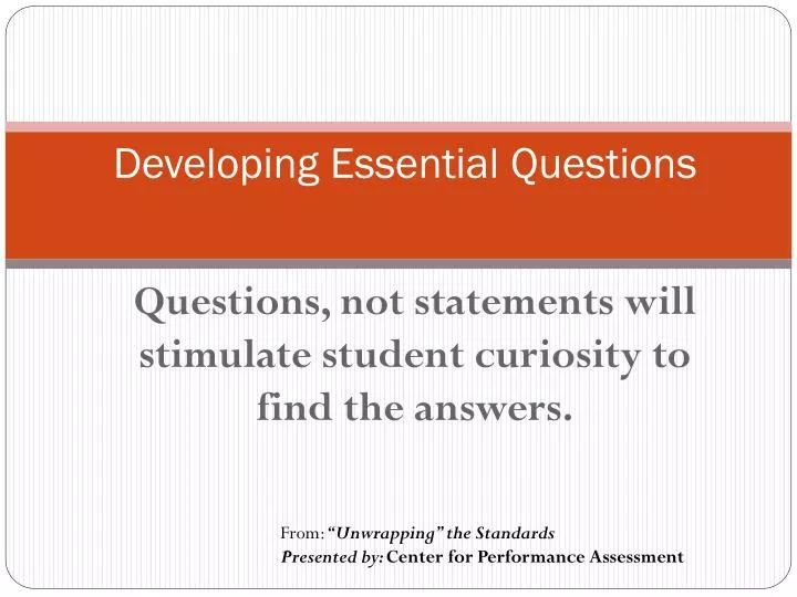 developing essential questions