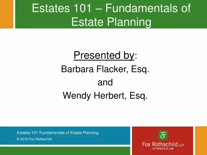 estates 101 fundamentals of estate planning