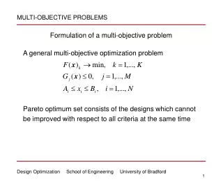 Formulation of a multi-objective problem