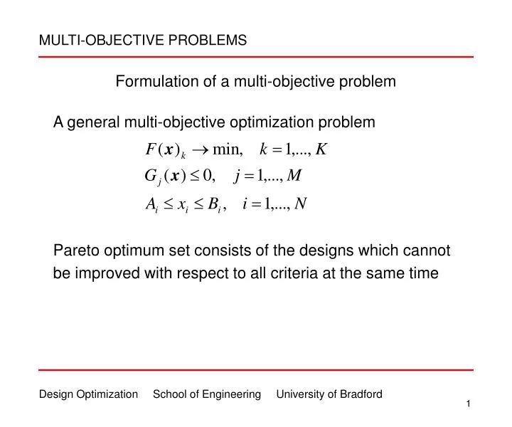 formulation of a multi objective problem
