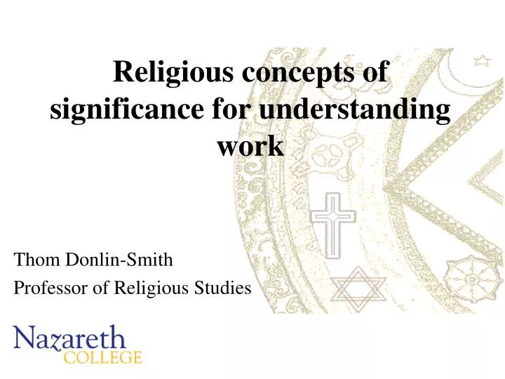 religious concepts of significance for understanding work