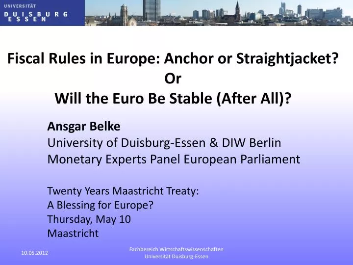 fiscal rules in europe anchor or straightjacket or will the euro be stable after all