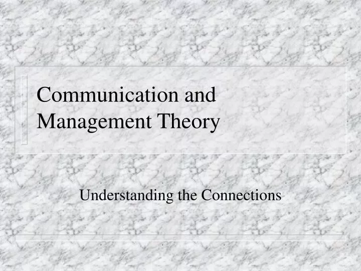 communication and management theory