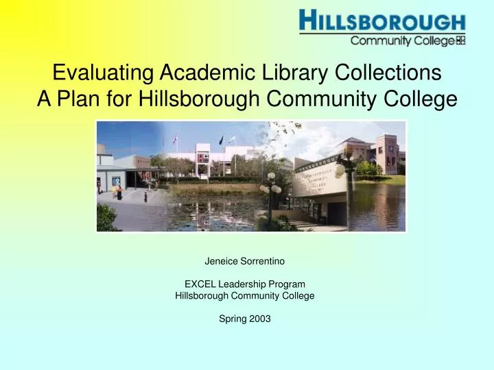 evaluating academic library collections a plan for hillsborough community college
