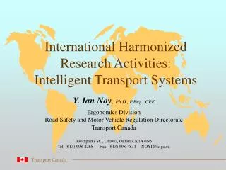 International Harmonized Research Activities: Intelligent Transport Systems