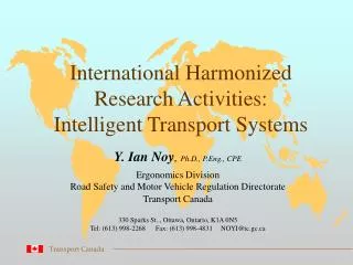 international harmonized research activities intelligent transport systems