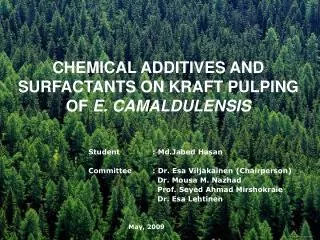 CHEMICAL ADDITIVES AND SURFACTANTS ON KRAFT PULPING OF E. CAMALDULENSIS