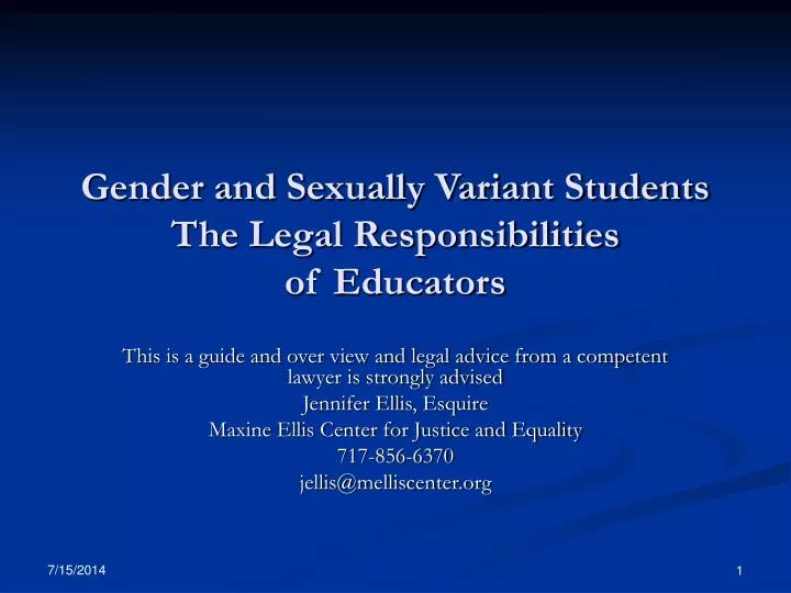 gender and sexually variant students the legal responsibilities of educators