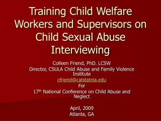 Training Child Welfare Workers and Supervisors on Child Sexual Abuse Interviewing