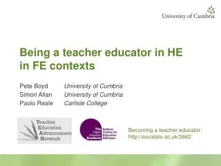 Being a teacher educator in HE in FE contexts