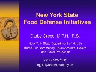 New York State Food Defense Initiatives