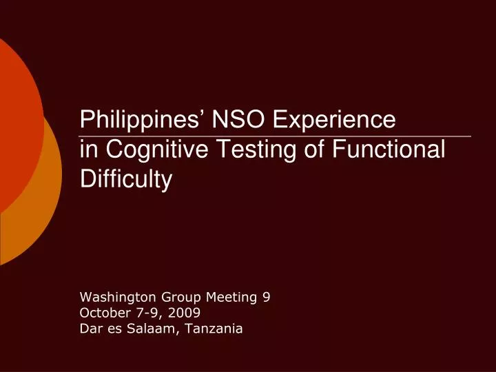 philippines nso experience in cognitive testing of functional difficulty