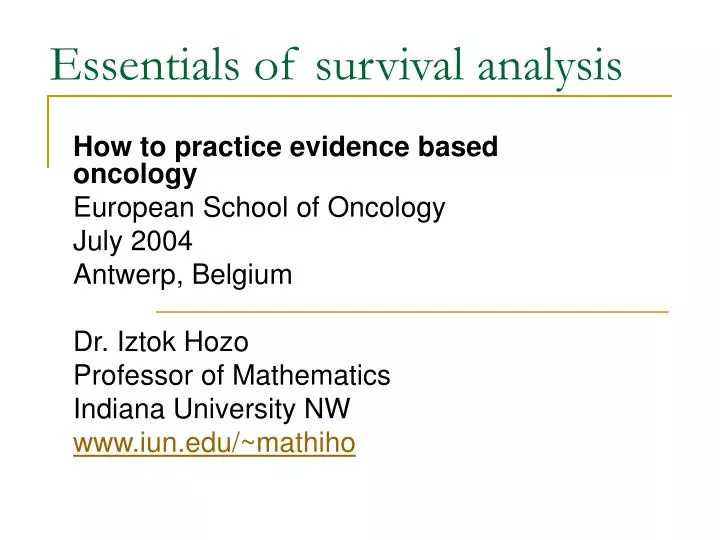 essentials of survival analysis