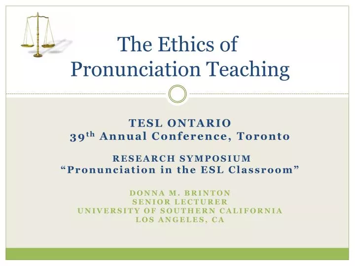 the ethics of pronunciation teaching