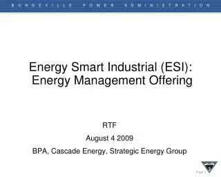 Energy Smart Industrial (ESI): Energy Management Offering