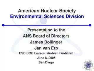 American Nuclear Society Environmental Sciences Division
