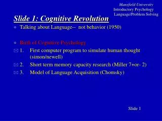 Slide 1 : Cognitive Revolution