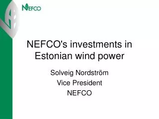 NEFCO's investments in Estonian wind power