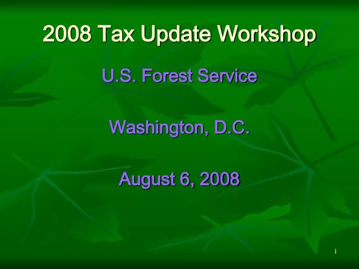 2008 tax update workshop