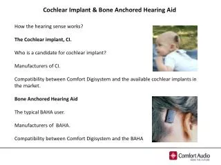 Cochlear Implant &amp; Bone Anchored Hearing Aid