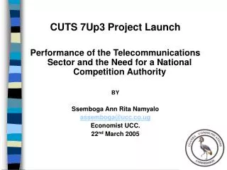 CUTS 7Up3 Project Launch Performance of the Telecommunications Sector and the Need for a National Competition Authority