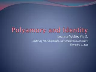 Polyamory and Identity