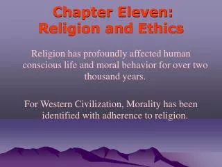 Chapter Eleven: Religion and Ethics