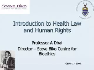 Introduction to Health Law and Human Rights