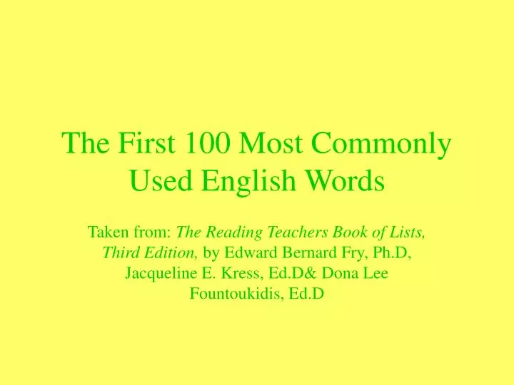 the first 100 most commonly used english words