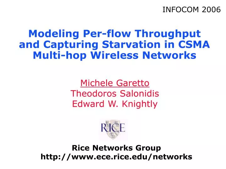 modeling per flow throughput and capturing starvation in csma multi hop wireless networks