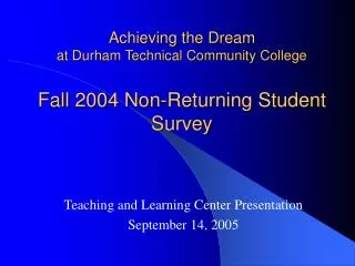 Achieving the Dream at Durham Technical Community College