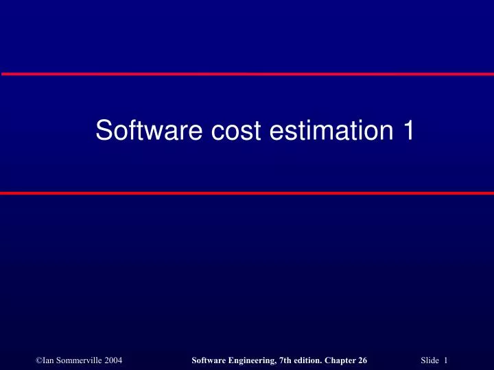 software cost estimation 1