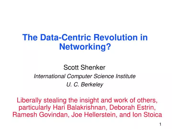 the data centric revolution in networking