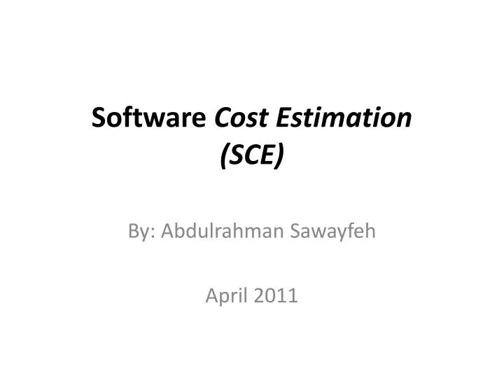 software cost estimation sce