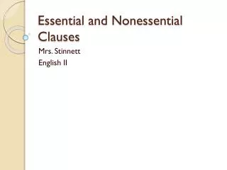 Essential and Nonessential Clauses