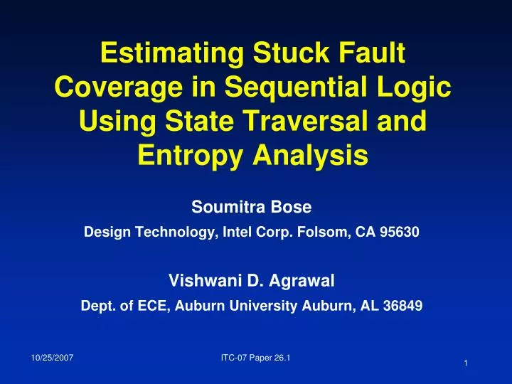 estimating stuck fault coverage in sequential logic using state traversal and entropy analysis