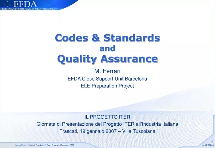 codes standards and quality assurance